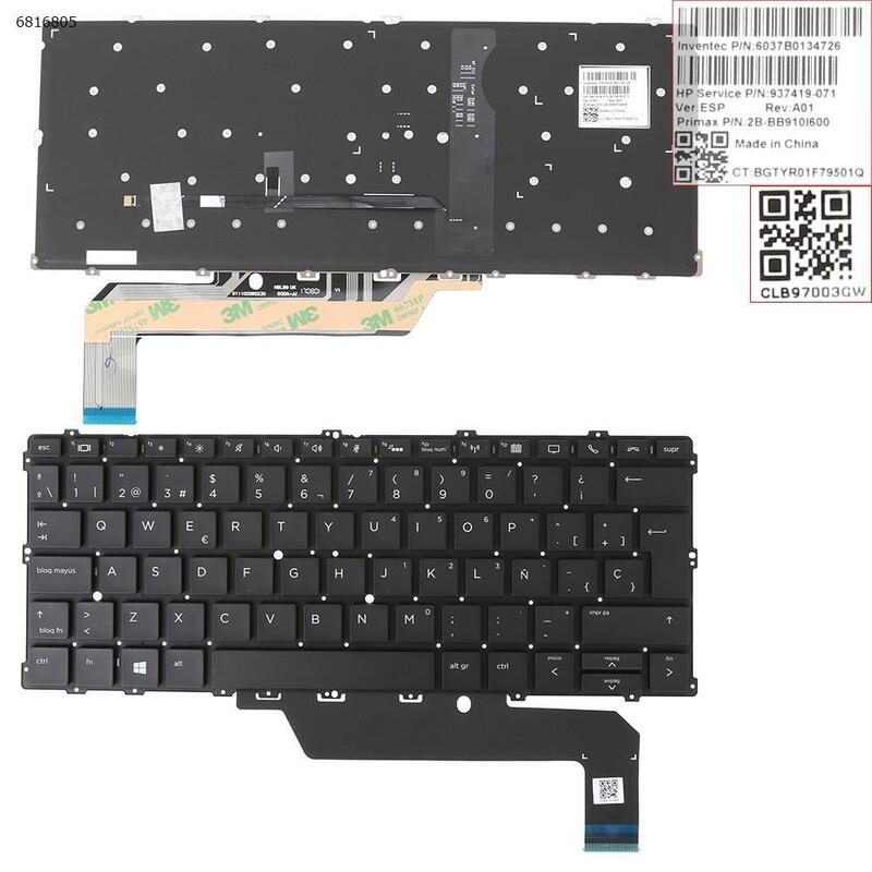 Teclado Retroiluminado Para Portátil Hp Elitebook X360 1020 G2 1030 G2 Series