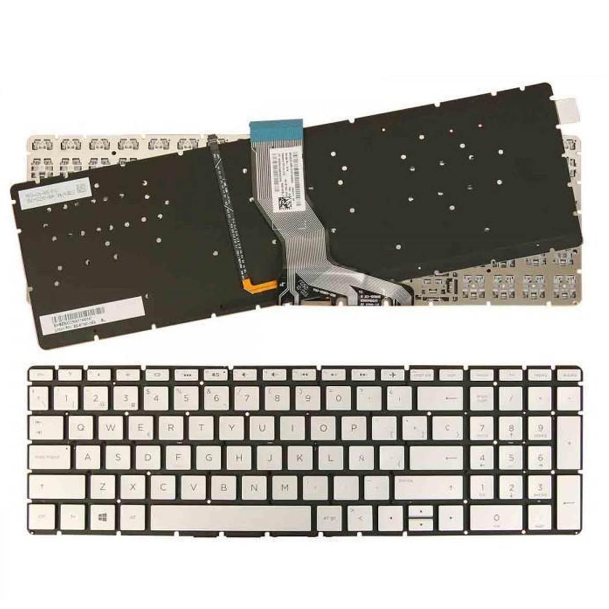 Teclado Retroiluminado Para Portátil Hp Pavilion 15-Cd072Nr 15-Cd074Cl 15-Cd075Nr 15-Cd076Cl Plata Sin Marco Intro Pequeño