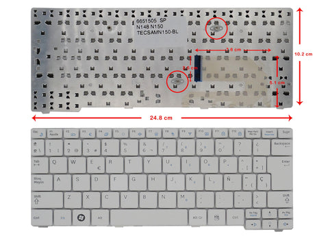 Teclado Para Portátil Samsung Nb30 N128 N148 N145 N150 Np10 Blanco