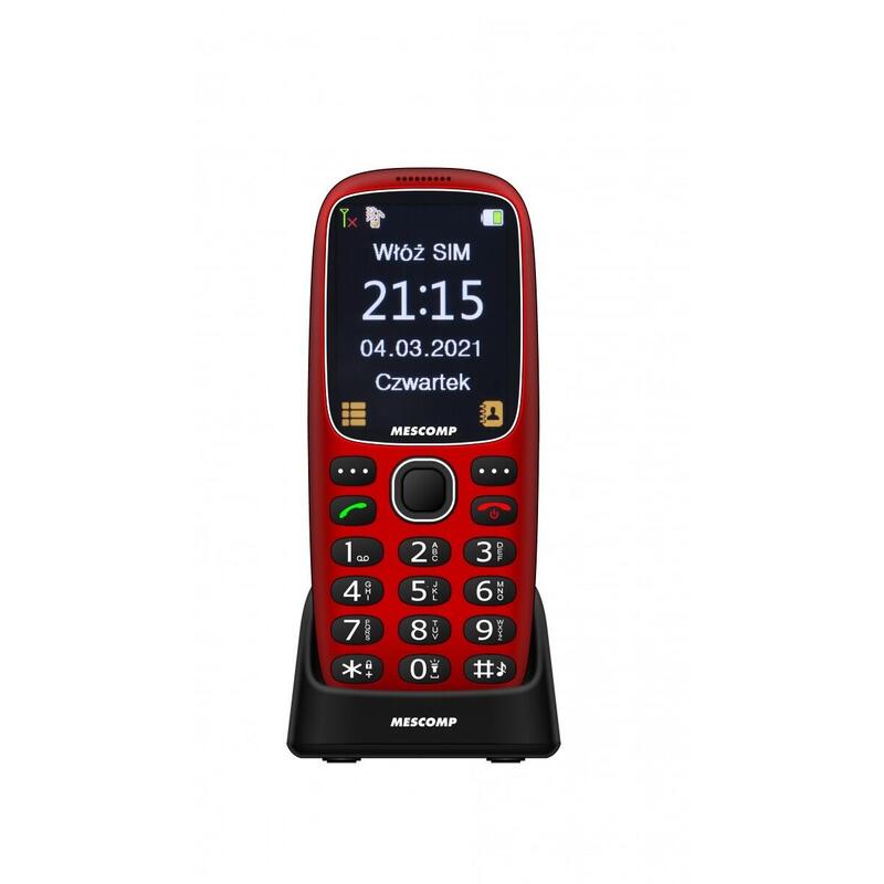 Telefon Komórkowy Dla Seniorów Mescomp Mt-166 Edgar Elegant Sos 4g Czerwony