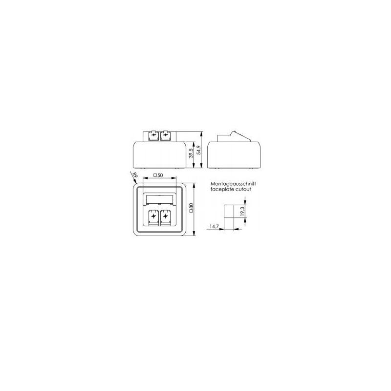 Telegärtner 80x80, Caja De Superficie De 2 Vías Vacía, Blanco Alpino