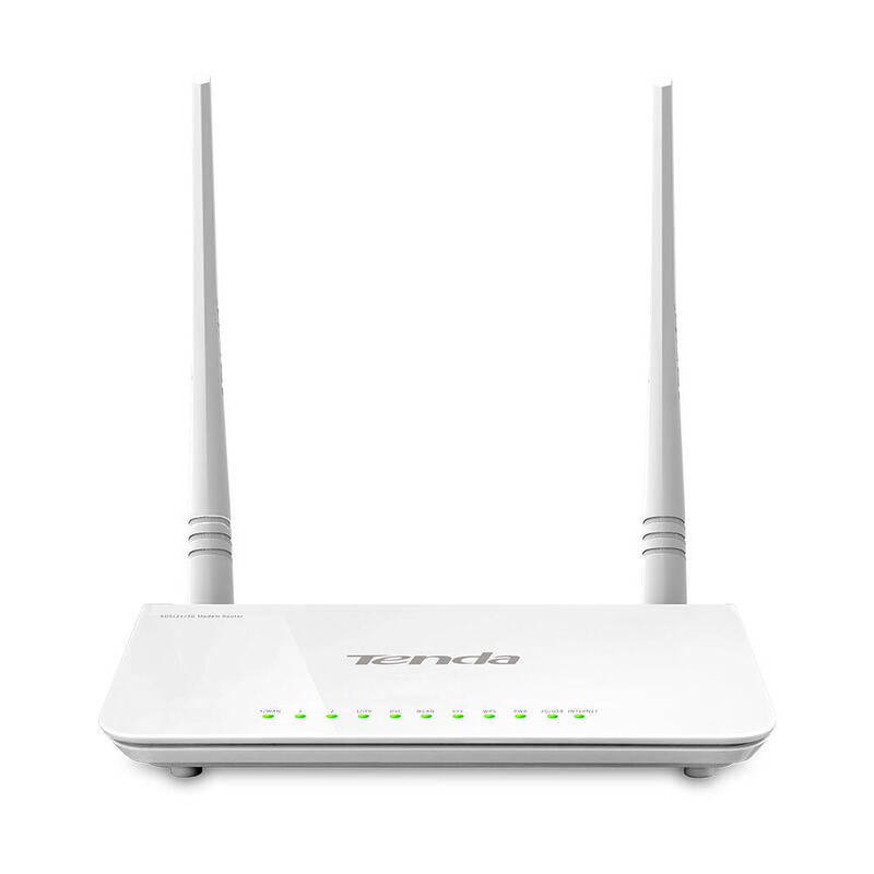 Tenda Router Modem Adsl2+/3g D303  802.11b/G/N 300mbps  2.4ghz  2 Antenas 5dbi  1xrj11  4xrj4