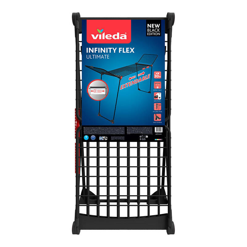 Tendedero Infinity Flex Ultimate Extensible, Negro Mate, Tendido 30 M