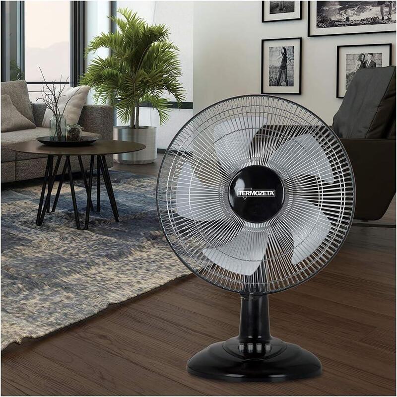 Termozeta Ventilador De Mesa 36 Cm  5 Aspas De Gris  Color Negro Tzaz05
