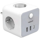 Tessan Ts-301-De-C - Regleta De Enchufes 3 Tomas + 2 Usb-A + 1 Usb-C