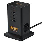 Tessan Ts-Fs02de00 6 Usb + 2 Enchufes Ca Negro