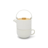Tetera Bredemeijer Umea Blanco Con Tapa De Bambu 142007