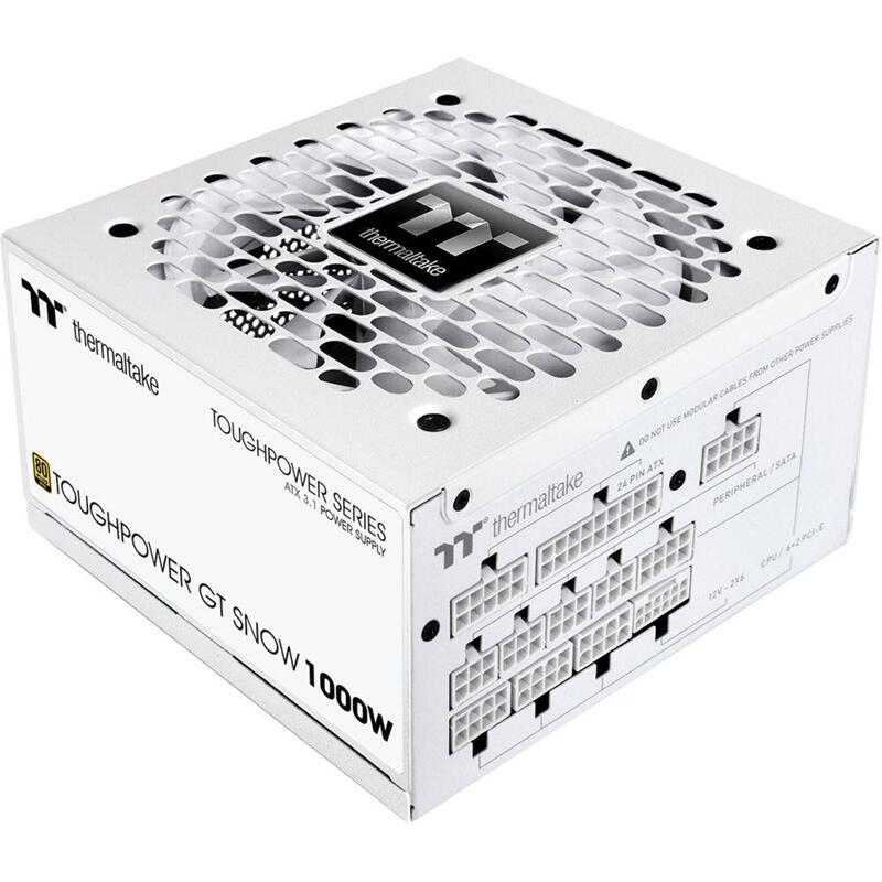 Thermaltake Toughpower Gt Snow 1000w, Fuente De Alimentación De Pc White, 1x Gpu De Alta Potencia De 12 Pines, 5x Pcie, Gestión De Cables, 1000 Vatios Ps-Tpt-1000fnfage-W