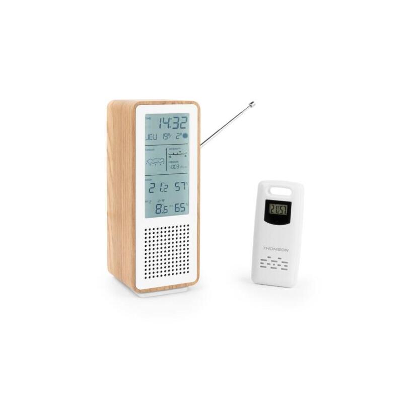 Thomson Altavoz Bluetooth Con Estacion Meteorologica Y Radio Fm - Potencia Musical 15w - Pantalla Retroiluminada -