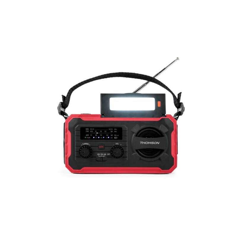 Thomson Radio Solar Portatil Sos - Am/Fm - Bateria De 8000mah - Linterna De Emergencia - 3 Modos De Carga - Funcion