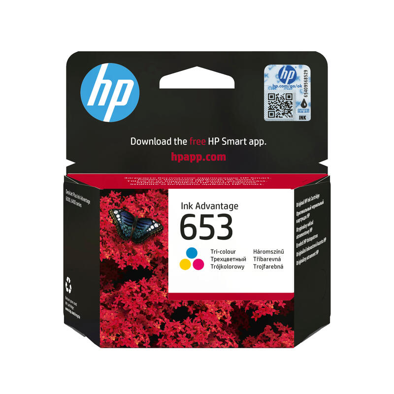 Tinta Hp Color Hp 653, Hp653 = 3ym74ae, 200 P.