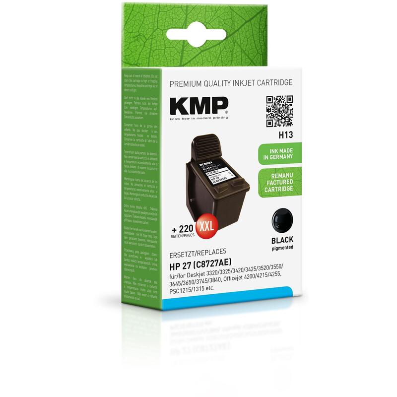 Tinta Kmp Negro  Deskjet 3320  3325  3420  3425  3520  3550  3645  3650  3745  Officejet 4200  4215  4255  Psc 1215  1315 - Nº  27  Capacidad Extra