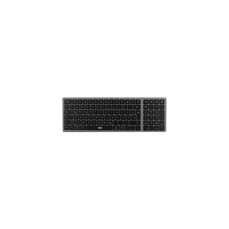 Tnb Iclick - Teclado Bluetooth Recargable Ultra Fino  Conecta Hasta 3 Oredenadores A La Vez.-Color Gris