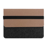 Tnb Maletin 13/14" Laptop Sleeve - Recycled Leather And Felt Made In France  - Brown/Grey