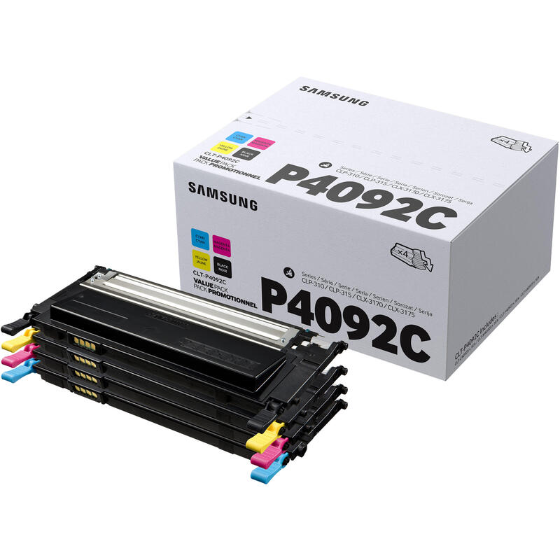 Toner Original Samsung Pack 4 Toner Su392a Negro/Cian/Magenta/Amarillo Para Impresoras Samsung Que Usen Clt-P4092c , 1000 Paginas , Compatible Segun Especificaciones