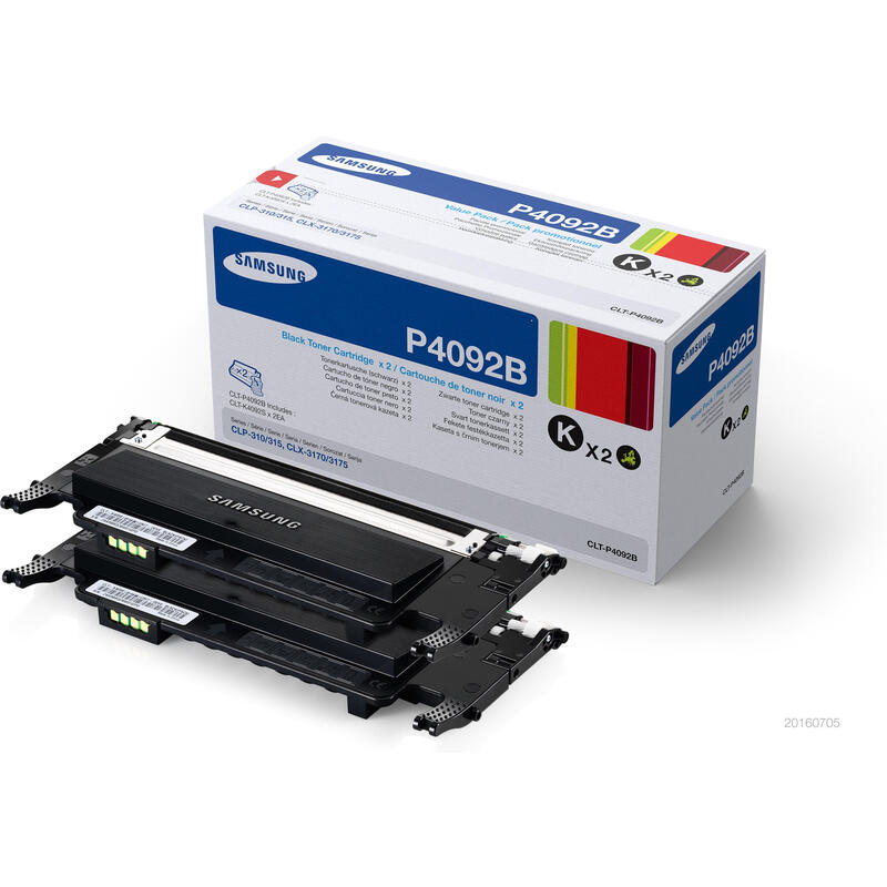 Toner  Samsung Clt-P4092b/Els 2-Pk Black  Su391a Samsung Clt-P4092b 2-Pack Black Toner Cartridges