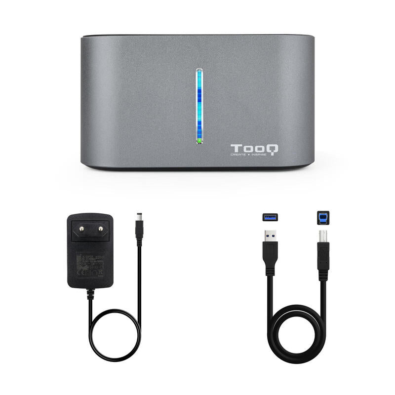 Tooq Docking Station Usb 3.0/3.1 Gen 1 - Hdd/Ssd 2.5", 3.5" Sata - Boton De Clonacion - Gris/Negro