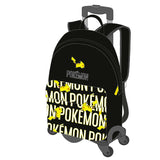 Toybags Mochila Pokemon Pikachu Mochila Adaptable Con Trolley De 4 Ruedas Giratorias Multidireccionales Doble Compartimento 3 Bolsillos