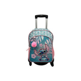 Toybags Mochila Primaria Stitch Pink Doble Compartimento 44x30x20cm + Carro Negro