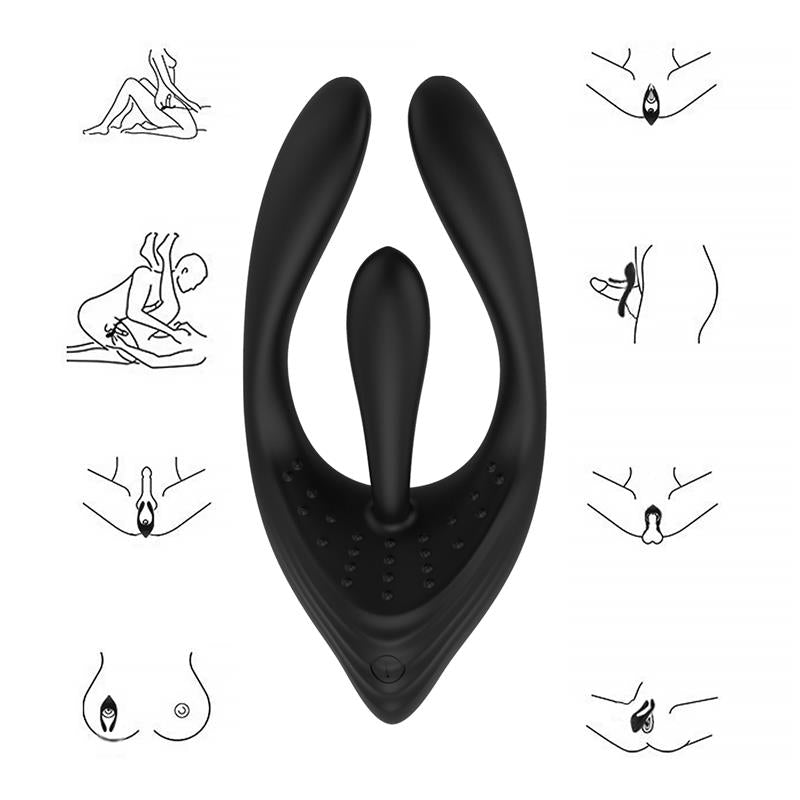 Trimer Estimulador Multifunción Para Parejas Y Masturbación Usb Silicona Negro