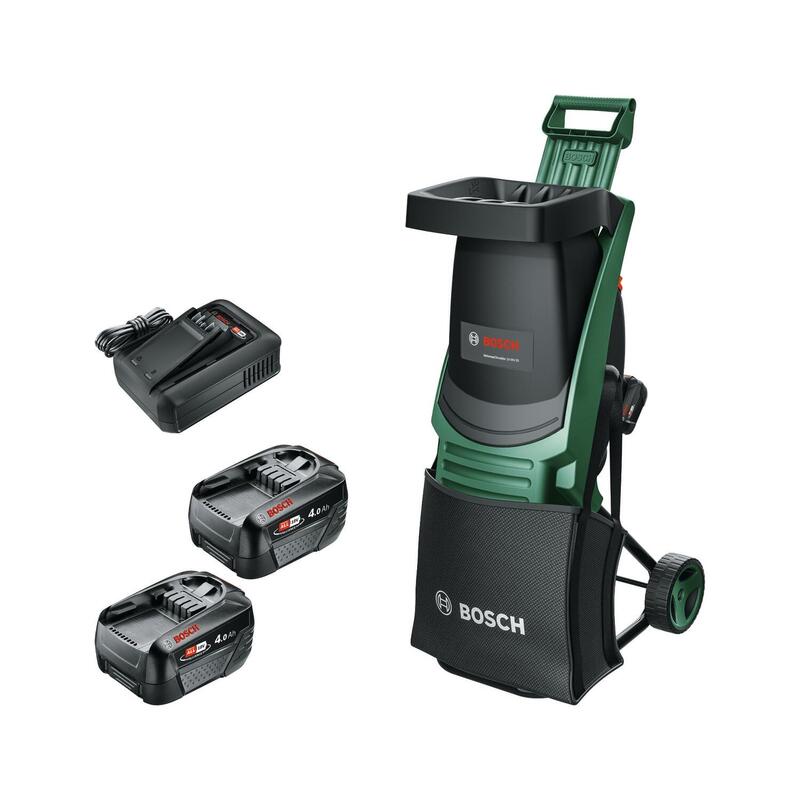 Trituradora Bosch  A Batería Universalshredder 2x18v-25 (Cuchillas De Acero Endurecido, Corta Ramas De Hasta 25 Mm, Motor Sin Escobillas, Incluye 2 Baterías De 18v 4.0ah, Bolsa De 28 L, Cargador)  06008e0000