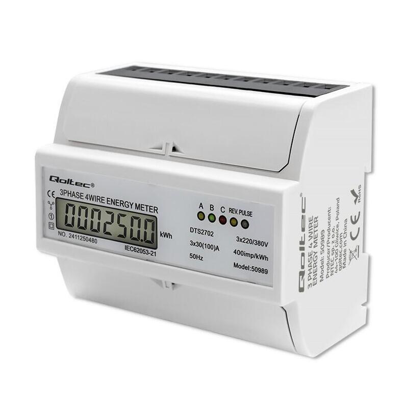 Trójfazowy Dwukierunkowy Elektroniczny Licznik Miernik Zuzycia Energii Na Szyne Din 400v 100a Lcd 4p