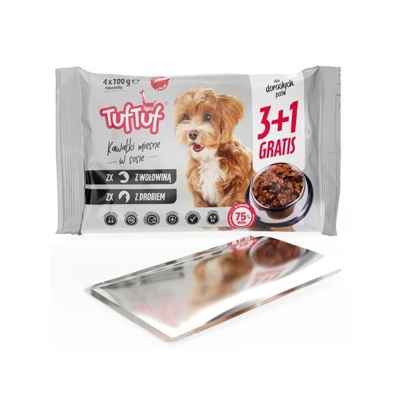 Tuf Tuf 2x With Poultry, 2x With Beef - Comida Húmeda Para Perros - 4x100g