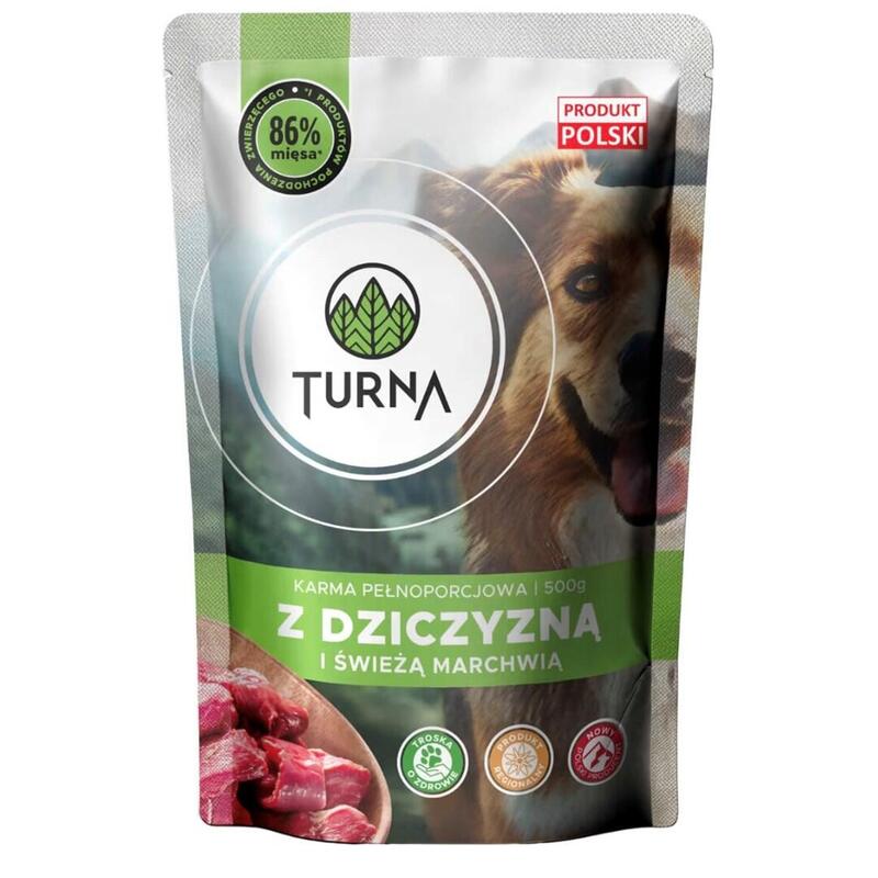 Turna Con Carne De Caza  Comida Húmeda Para Perros  500g