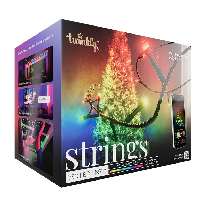 Twinkly Strings Smart Led 750 Rgb (Multicolor), 60m, Negro Wire