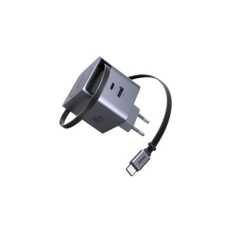 Ugreen X614 45w Gan Fast Charger 1x Usb-C 1x Usb-A 1x Ausziehbares Usb-C Cable