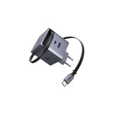 Ugreen X615 65w Gan Fast Charger 1x Usb-A 1x Usb-C 1x Ausziehbares Usb-C Cable 0,70m