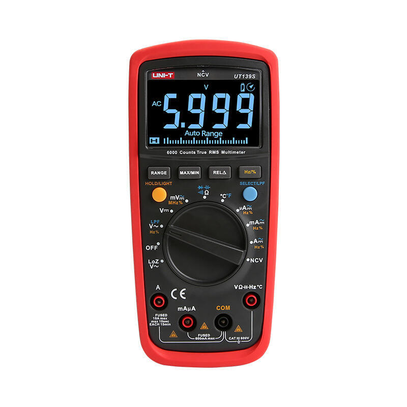 Uni-T Ut139s True Rms Digital Multimeter With Analog Bar Graph, 600 V Ac Dc, 10 A Ac Dc, 60 Mo, 100 Mf, 10 Mhz, -40 To 1000 °C