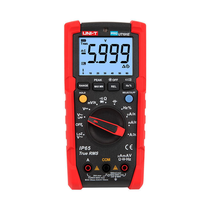 Uni-T Ut191e Professional Digital Multimeter, 600 V Ac Dc, 20 A Ac Dc, 60 Mo, 60 Mf, 1 Mhz