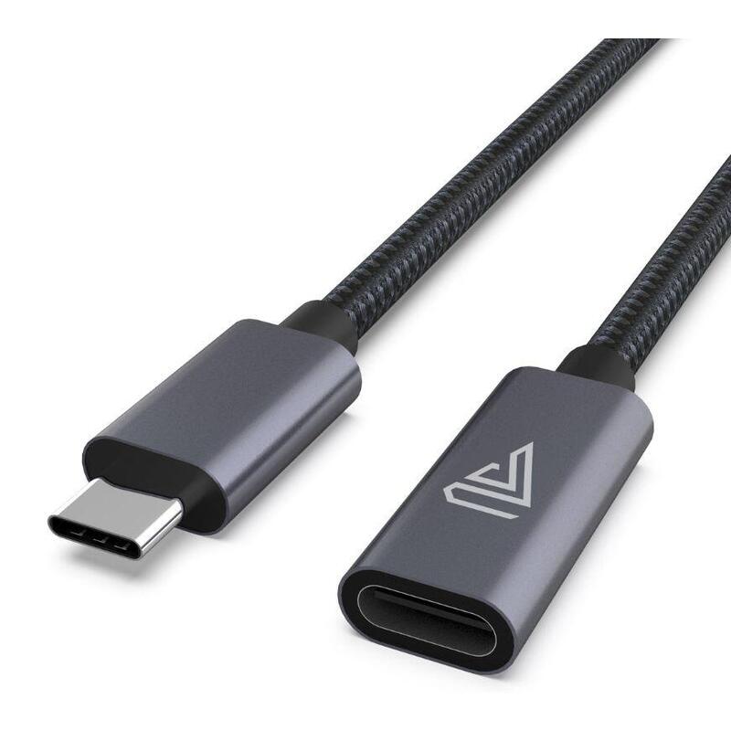 Usb-C Extension 20v 5a - Braided Black 0.5m - Warranty: 360m