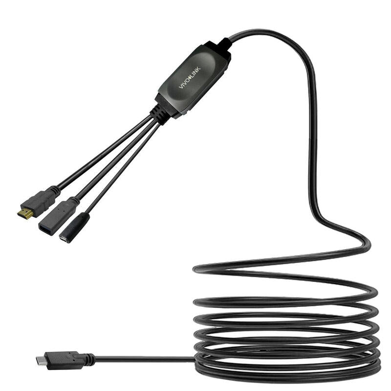 Usb-C Hub Cable With Usb3.0 &  Charging 5m Black
