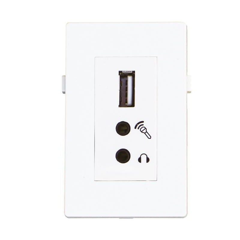 Usb2.0+2x Mini Jack Module.  White. 20cm
