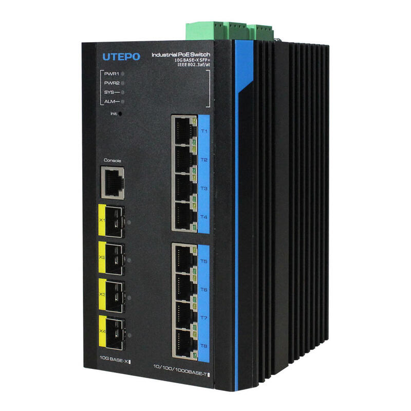 Utepo Utp7608ge-Poe-Ie Switch Industrial Fast-Ring Poe 8 Puertos Gigabit + 4 Uplink 10g Sfp 240w 802.3af/At 6kv - Layer 3