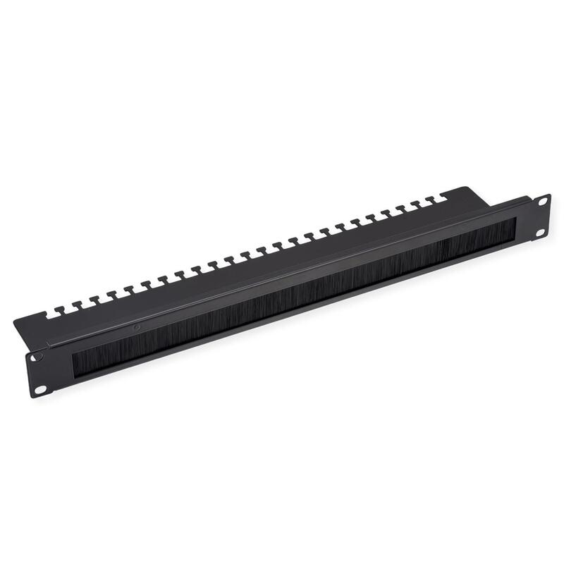 Value 19-Zoll-Cabledurchfhrung 1 He, Mit Brstendichtung & Cabletrgerplatte, Schwarz
