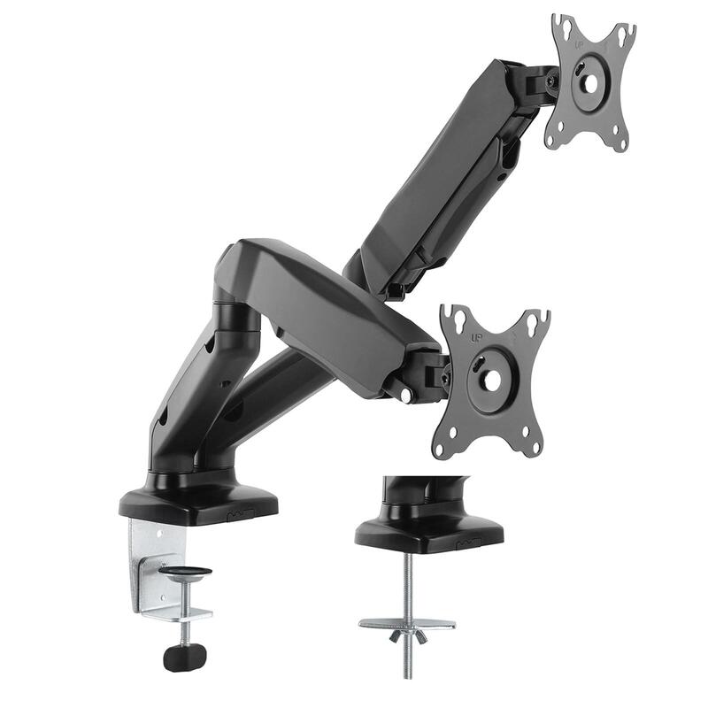 Value Dual Lcd-Arm, Montaje En Mesa, Resorte De Gas, 5 Articulaciones, 12-27 Pulgadas, Hasta 2x 6,5 Kg, Negro