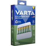 Varta Cargador Eco Charger Multi Recycled +  8 Pilas Aa Recargables 56816 2100mah
