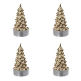 Vela De Cera En Forma De Árbol, Dorada, Ø4 X 7 Cm, Caja De 4 Uds