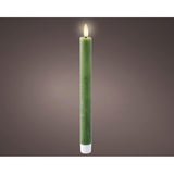 Vela De Cera Led Color Verde, Acabado Rústico, Ø2,20 X 24,50 Cm, Pack 2 Uds