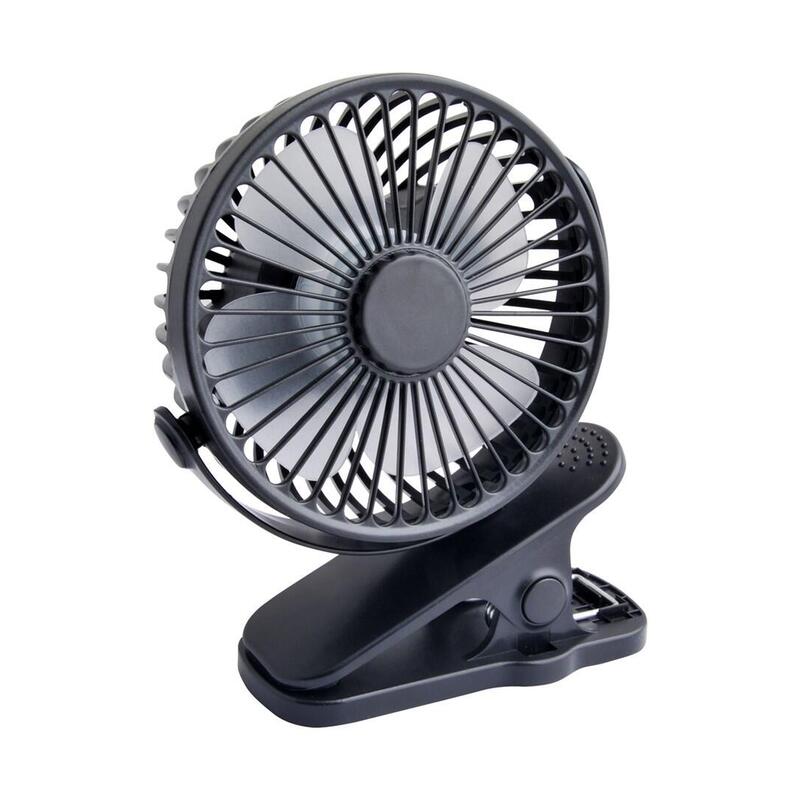 Ventilador De Mesa Con Clip 10cm Usb + Batería, Negro