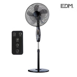 Ventilador De Pie Con Mando Negro 60w  Ø Aspas 40 Cm Altura Regulable 110-130 Cm Edm