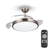 Ventilador De Techo De Led Modelo Atlas. Color Nikel. Potencia: 28+35w Aspas: Ø106cm Con Mando A Distancia Philips