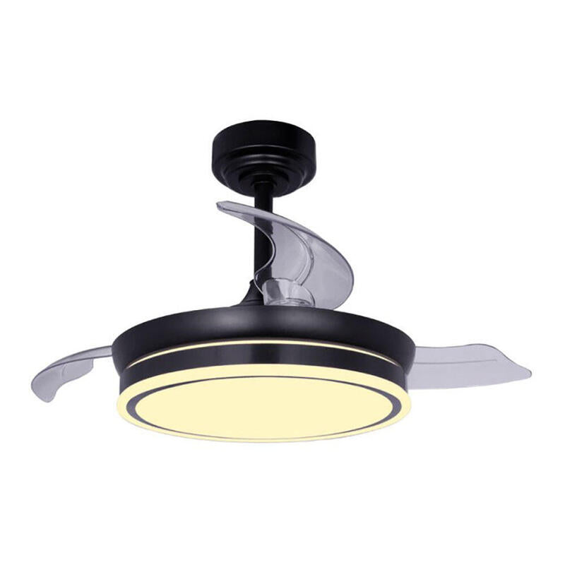 Ventilador De Techo Led 3cct Aspas Retráctiles Moss Mini 46w 5520 Lm Negro