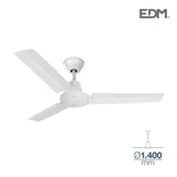 Ventilador De Techo Modelo Industrial Blanco Potencia: 60w Aspas: Ø140cm Con Controlador De Pared Edm