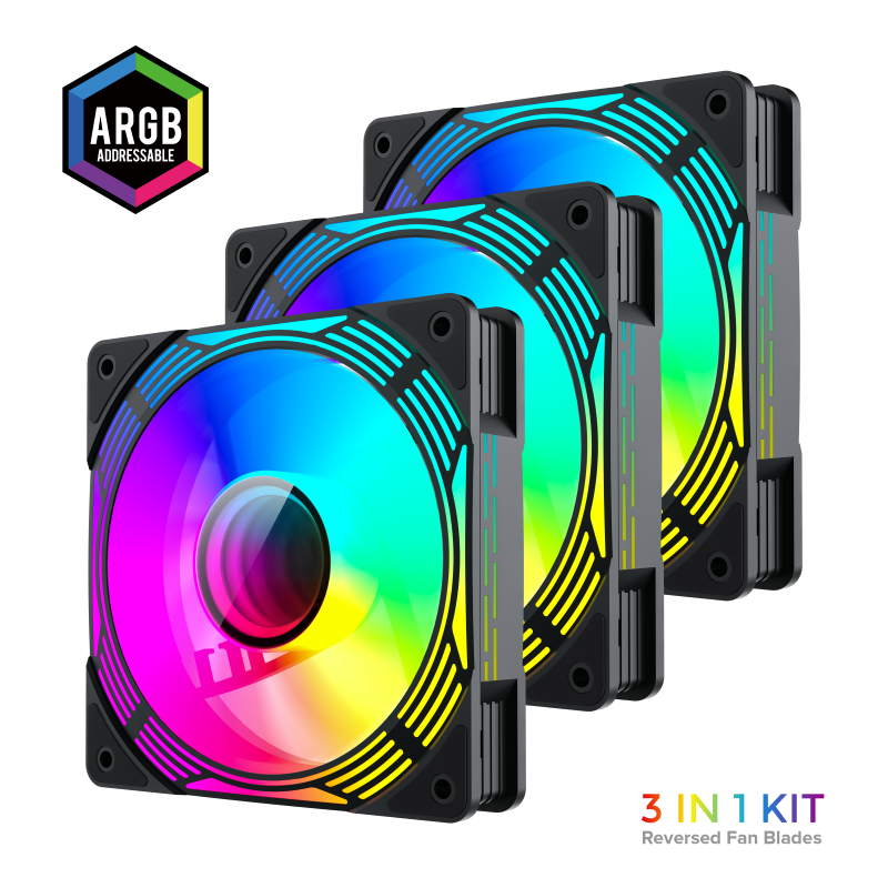 Ventilador  Pc Gamemax  Case Fan  Kf300r Bk  Black