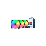 Ventilador Pc  Montech Hp140 Argb Pwm 140x140x25, Negro, Paquete De 3, 140 Mm Hp140 Argb Pwm 3 In 1 Pack
