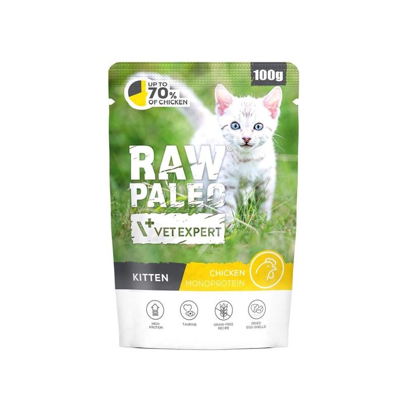 Vetexpert Raw Paleo Kitten Chicken - Comida Húmeda Para Gatos - 100g